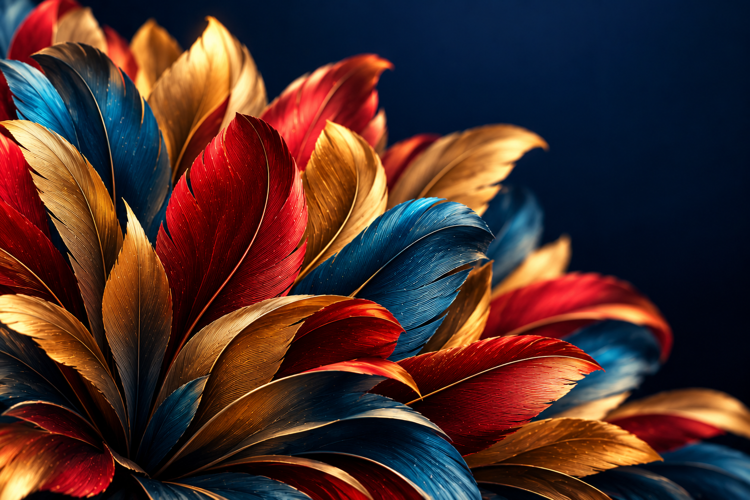 A bunch of colourful feathers.