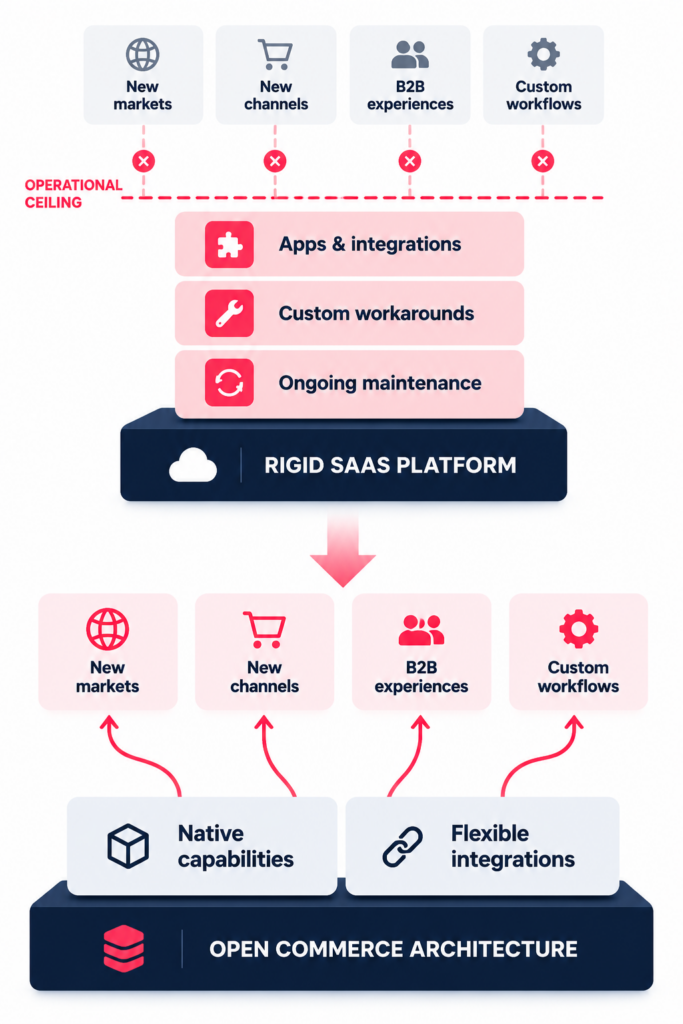 A flow chart about open commerce architecture